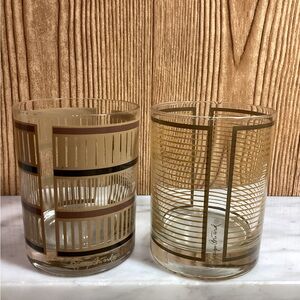 George Briard Elegant Gold and Brown Whiskey Glasses set of 2